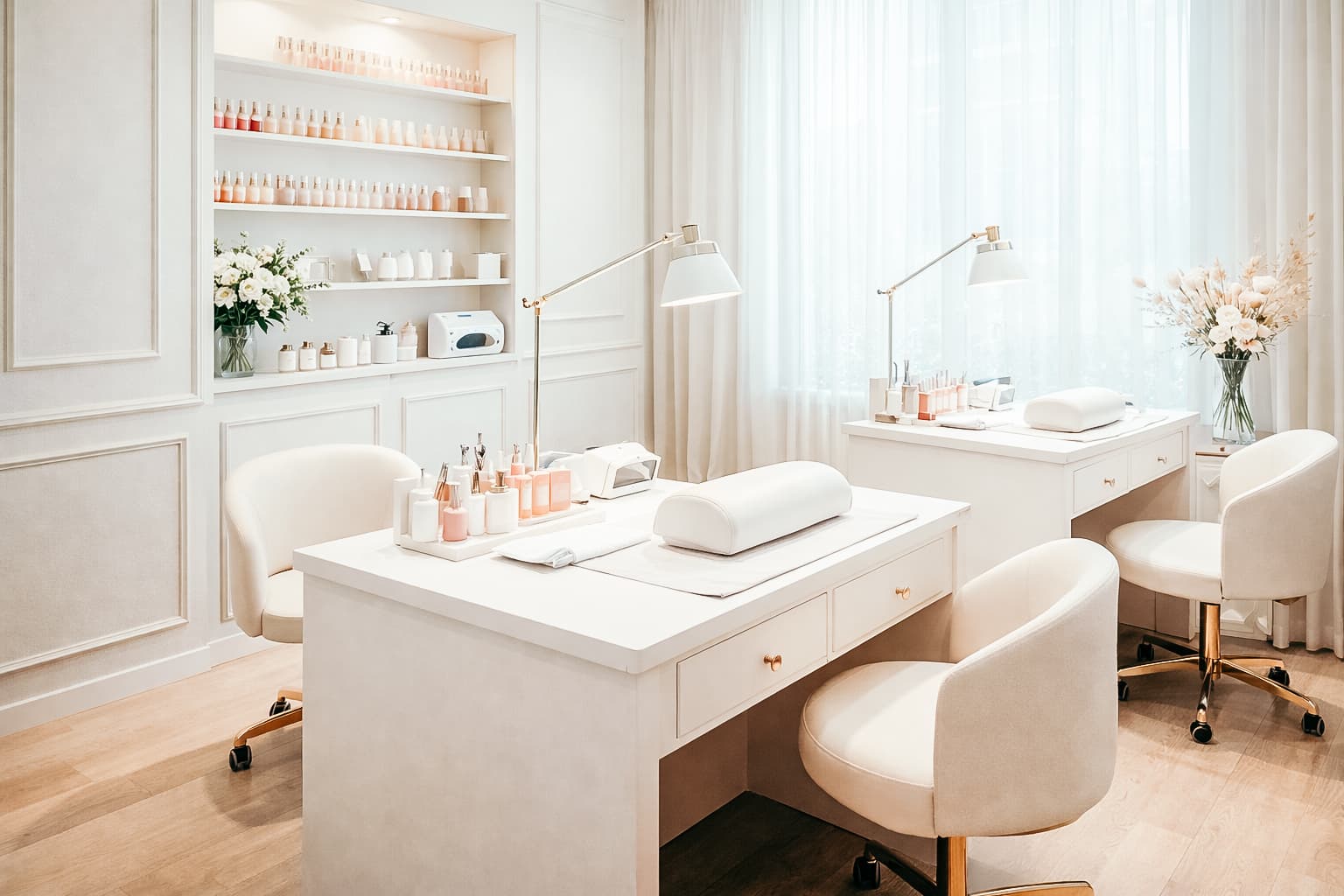 ネイルサロン店舗の施術スペース撮影