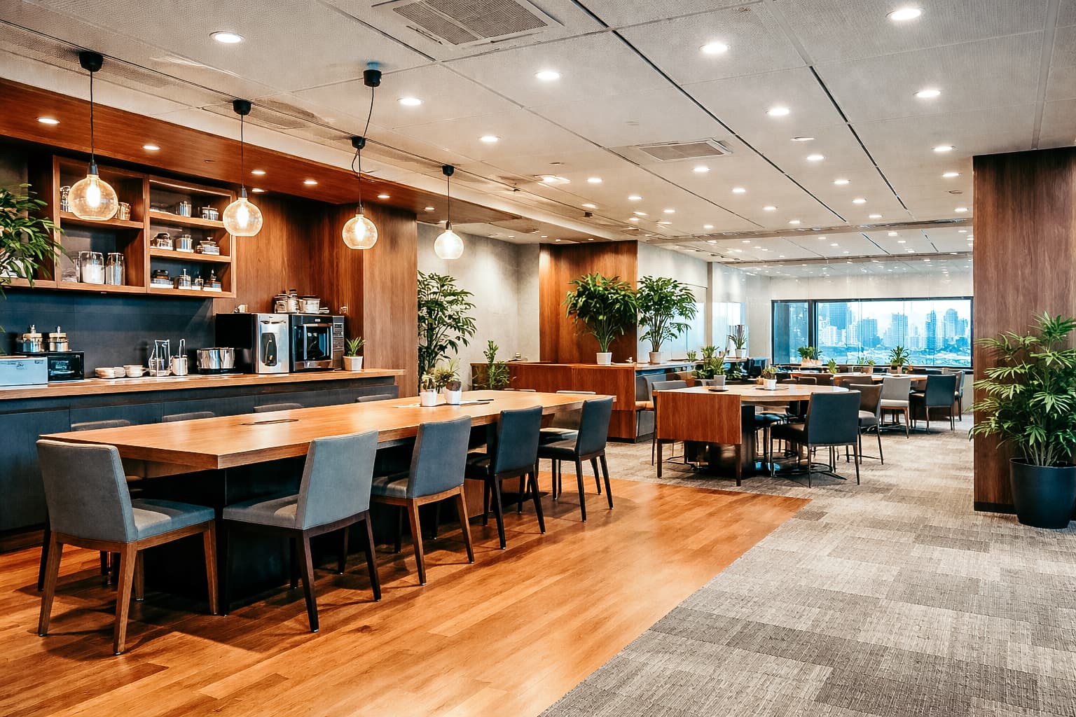 企業オフィスのカフェスペース撮影